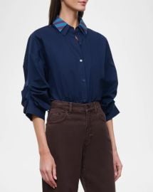 Uptown Stripe Collar Bodysuit at Neiman Marcus